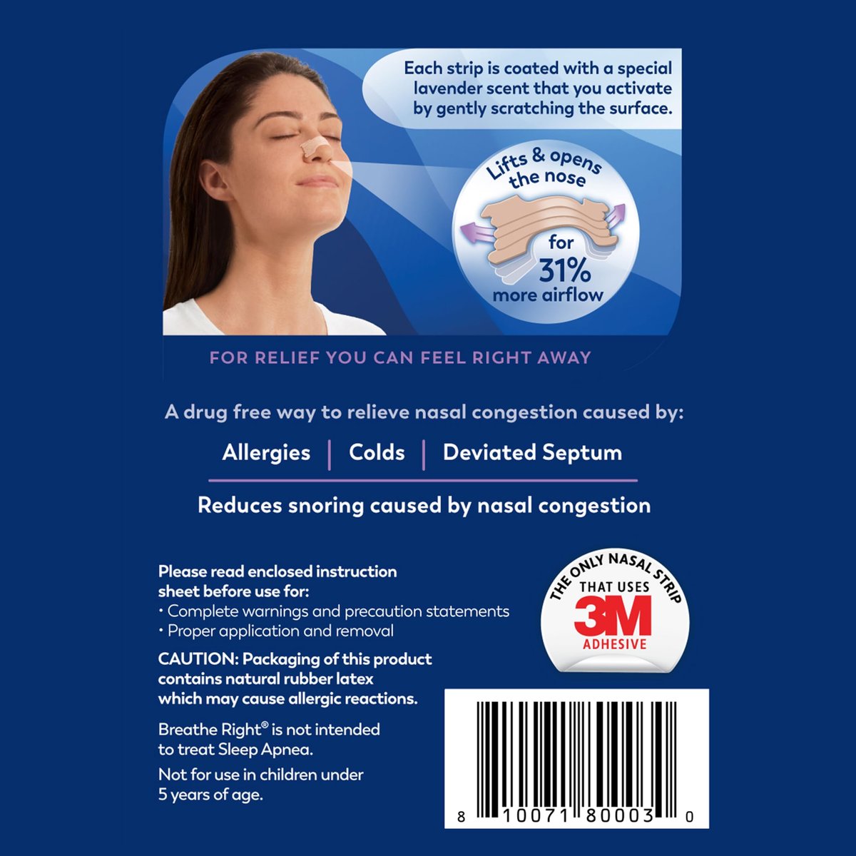 Breathe Right Nasal Strips, Extra Stark, beige Nasenpflaster, 44 Stück, medikamentenfreie Nasenatmungshilfe gegen Schnarchen, verstopfte Nase durch Erkältungen, Allergien und Nasenscheidewandverkrümmung