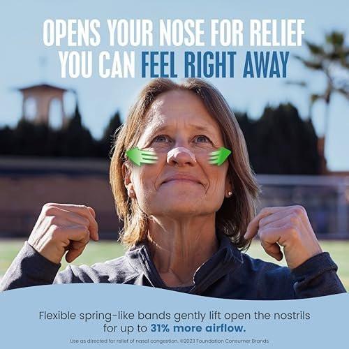 Breathe Right Nasal Strips Lavendel-Duft, Extra Stark, Beige Nasenpflaster gegen Nasenverstopfung durch Erkältungen & Allergien, Bessere Atmung, Weniger Schnarchen, Ohne Medikamente, 26 Stück (Verpackung kann variieren)