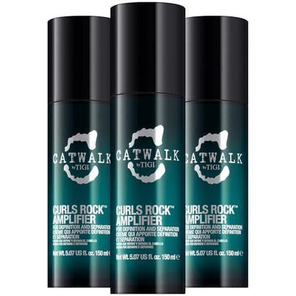 TIGI Catwalk Curls Rock Amplifier Shaping Cream 3er-Pack – Lockencreme für welliges & lockiges Haar – Flexibler Halt, Frizz-Kontrolle & Anti-Humidity, parfümiert, 5,07 Oz je