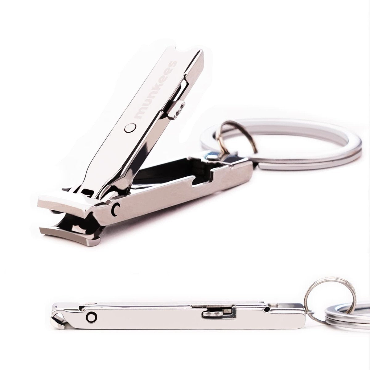 munkees Ultradünner Nagelknipser mit Schlüsselanhänger – Mini-Faltbarer Nagelschneider aus Edelstahl für Reisen, Camping und Outdoor (1er-Pack)