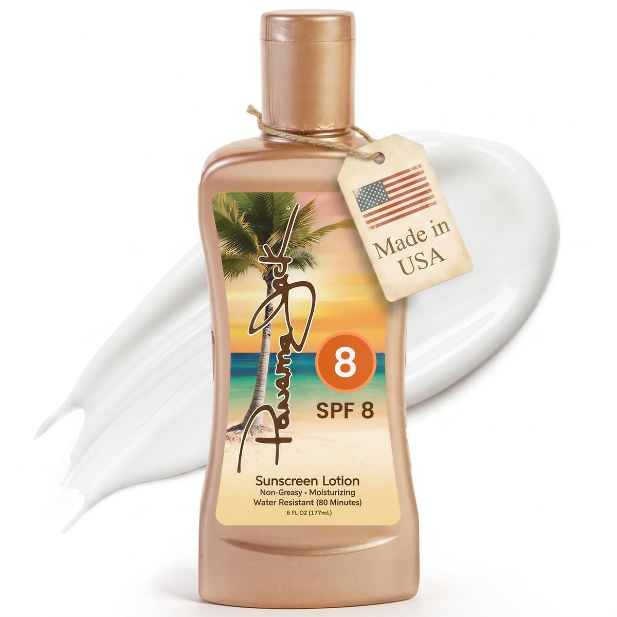 Panama Jack Sonnencreme Sonnenlotion SPF 8 – Wasserbeständig, Antioxidantien, Feuchtigkeitsspendend, 6 FL OZ