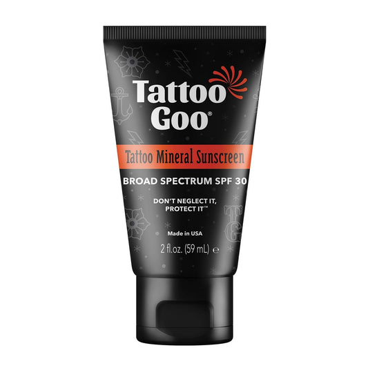 Tattoo Goo Zinkoxid Mineralischer Sonnenschutz SPF 30 – Breitband UVA/UVB-Schutz, Tattoo-Verblassungsschutz, Nicht fettend, Duftfrei, 60 ml