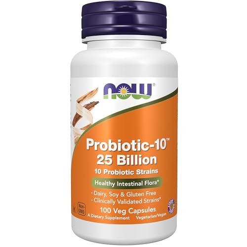 NOW Foods Probiotika-10™, 25 Milliarden, mit 10 probiotischen Stämmen, milch-, soja- und glutenfrei, stammgeprüft, 100 vegane Kapseln