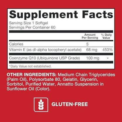 Qunol Ultra CoQ10 100 mg – 3-fach bessere Absorption, wasser- und fettlöslich, patentiertes Coenzym Q10 für die Herzgesundheit, 60 Softgels