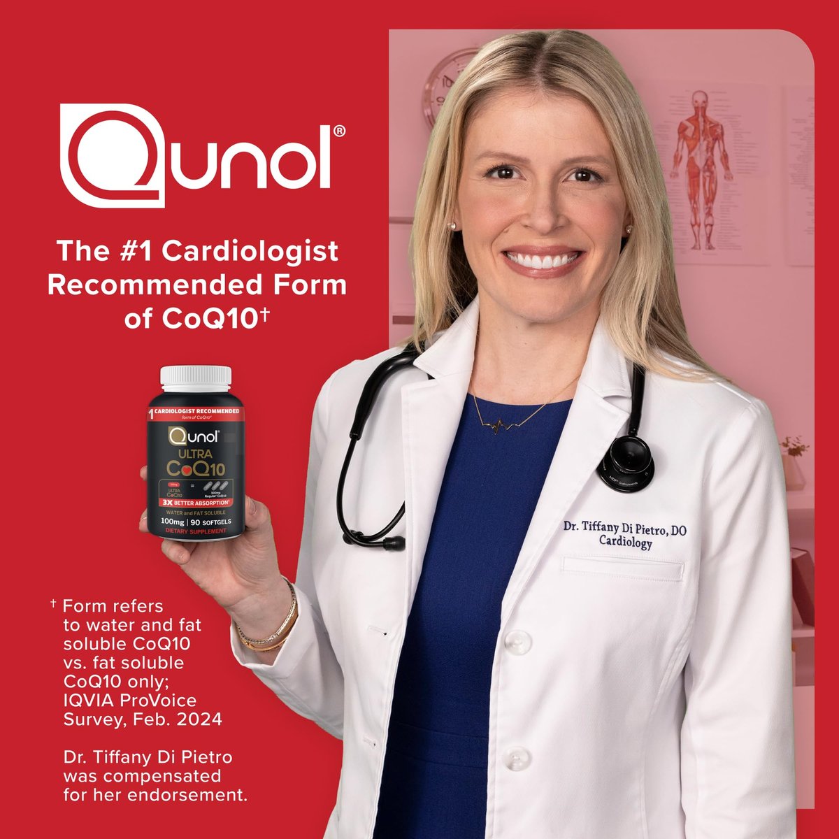 Qunol Ultra CoQ10 100 mg – 3-fach bessere Absorption, wasser- und fettlöslich, patentiertes Coenzym Q10 für die Herzgesundheit, 60 Softgels