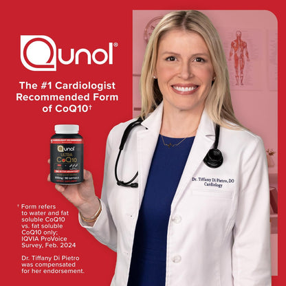 Qunol Ultra CoQ10 100 mg – 3-fach bessere Absorption, wasser- und fettlöslich, patentiertes Coenzym Q10 für die Herzgesundheit, 60 Softgels