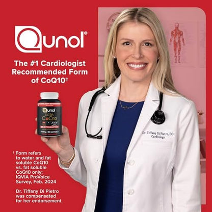 Qunol Ultra CoQ10 100 mg – 3-fach bessere Absorption, wasser- und fettlöslich, patentiertes Coenzym Q10 für die Herzgesundheit, 60 Softgels