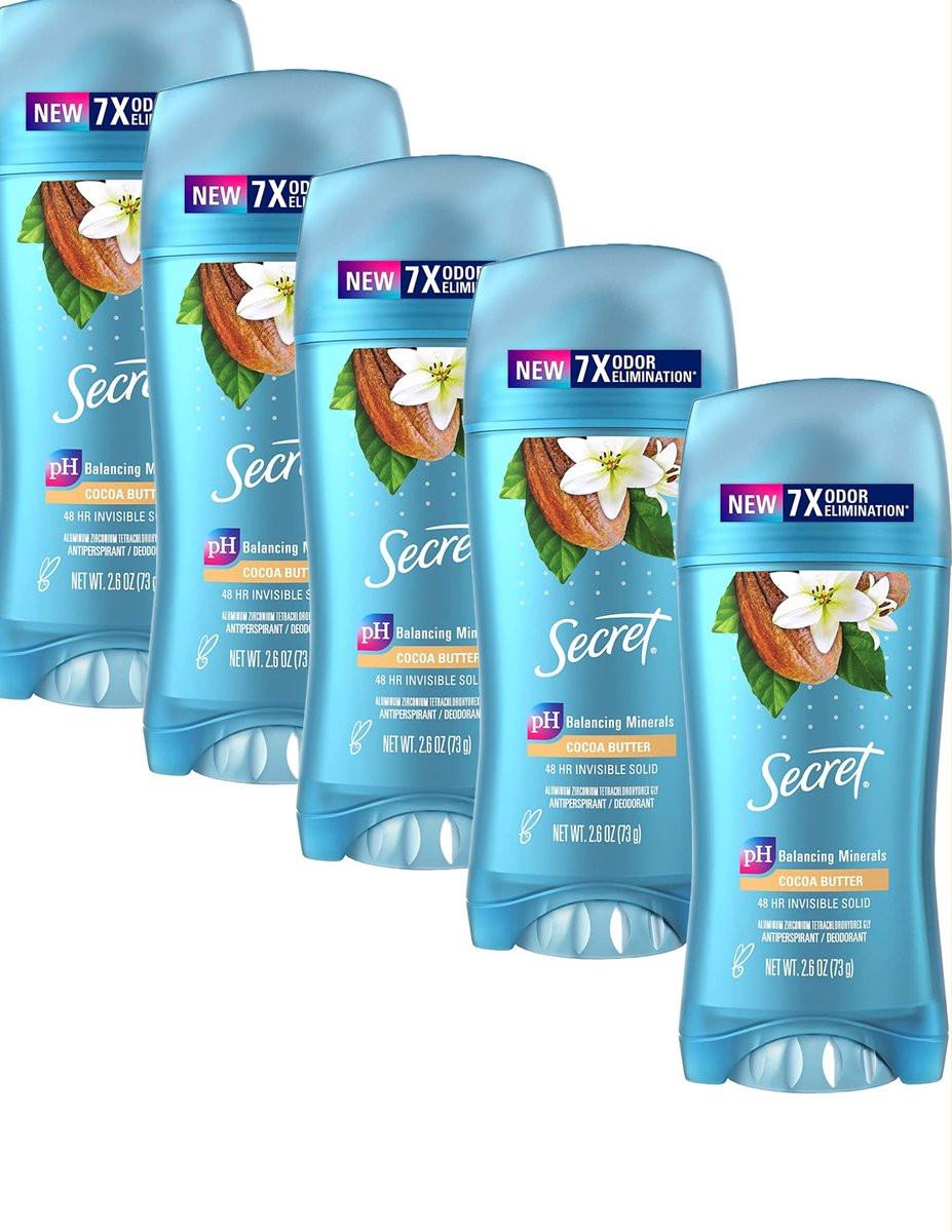 Secret Scent Expressions Unsichtbarer Feststoff Deodorant Coco Butter – 2,6 oz (5er-Pack)