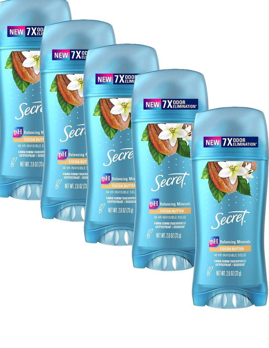 Secret Scent Expressions Unsichtbarer Feststoff Deodorant Coco Butter – 2,6 oz (5er-Pack)