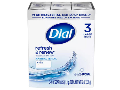 Dial Antibakterielle Seife, Erfrischen & Erneuern, Weiß, 3-4 oz Seifenstücke – 2er-Pack