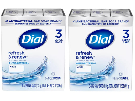 Dial Antibakterielle Seife, Erfrischen & Erneuern, Weiß, 3-4 oz Seifenstücke – 2er-Pack