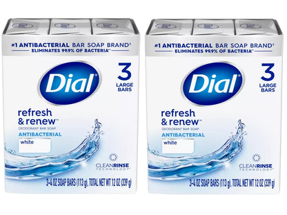 Dial Antibakterielle Seife, Erfrischen & Erneuern, Weiß, 3-4 oz Seifenstücke – 2er-Pack