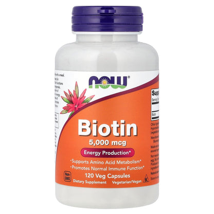 NOW Foods Biotin 5 MG – 120 vegane Kapseln für Haare, Haut & Nägel