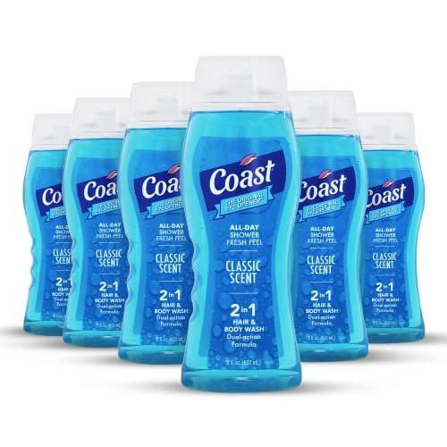 Coast 2-in-1 Haar- und Körperwäsche, Classic Scent - Herren Duschgel, Shampoo & Conditioner - 6er Pack x 18 Fl Oz - Feuchtigkeitsspendend & Erfrischend mit reichhaltigem Schaum für energiegeladene und saubere Haut