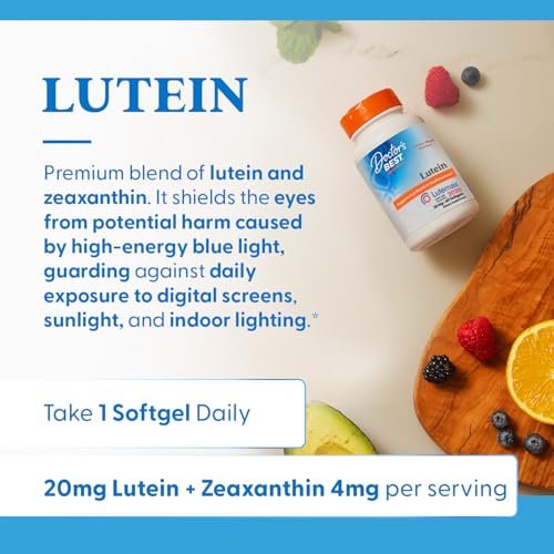 Doctor's Best Lutein 20 mg mit Zeaxanthin – Lutemax 2020 Ringelblumenextrakt für die Augengesundheit – 60 Softgels