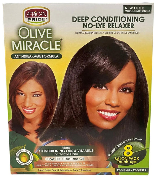 African Pride Olive Miracle Tiefenpflege ohne Lauge Relaxer - Super Kit 8er-Pack