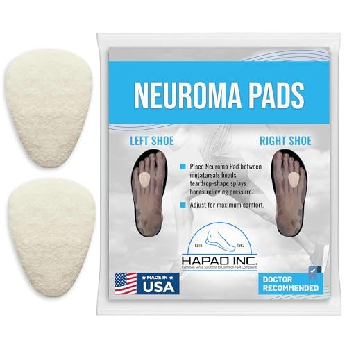 HAPAD Morton-Neuromen-Pads (1er Pack) - Tränenförmige, selbstklebende Wollfilz-Metatarsal-Pads für Männer & Frauen - Stützende, atmungsaktive, bequeme Ballenpads zur Schmerzlinderung