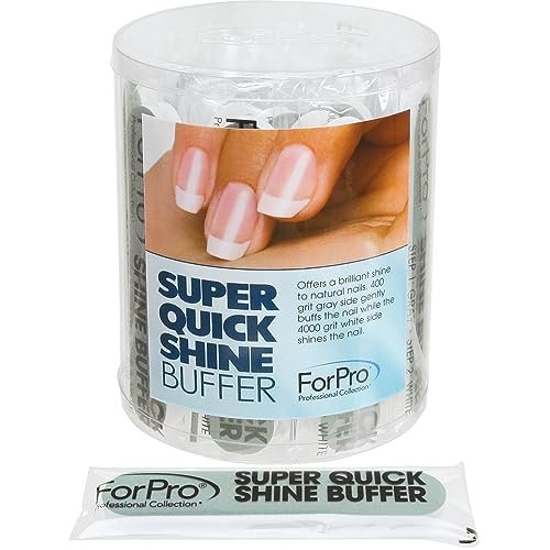 ForPro Professional Collection Super Quick Shine 2-Wege-Nagelpuffer, Grün 400/Weiß 4000 Grit, Doppelseitige Maniküre- und Pediküre-Nagelpuffer, 3,5" L x 0,75" B, 25 Stück