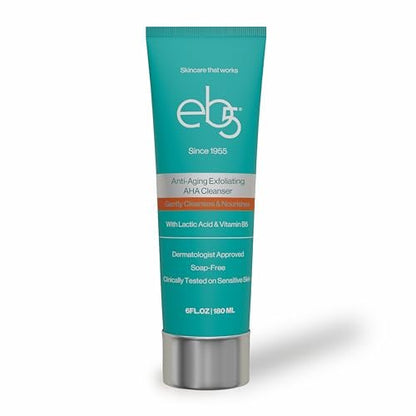 eb5 Peeling-AHA-Reinigungscreme für genährte und strahlende Haut | Feuchtigkeitsspendender, seifenfreier, Anti-Aging-Sanftreiniger für Männer & Frauen (177 ml)