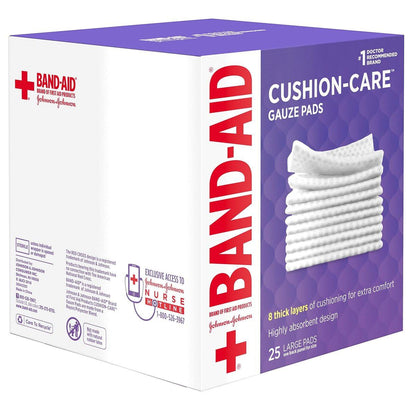 BAND-AID Sterile Mullkompressen 10x10 cm, 25 Stück – Saugfähige Wundauflagen für erste Hilfe bei kleinen Schnitten, Schürfwunden & Verbrennungen