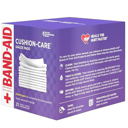 Band-Aid Saugfähige Polster-Wundauflagen, sterile quadratische Mullkompressen für Erste Hilfe bei kleinen Schnitten, Schürfwunden und Verbrennungen, nicht haftend, 5x5 cm, 3er-Pack