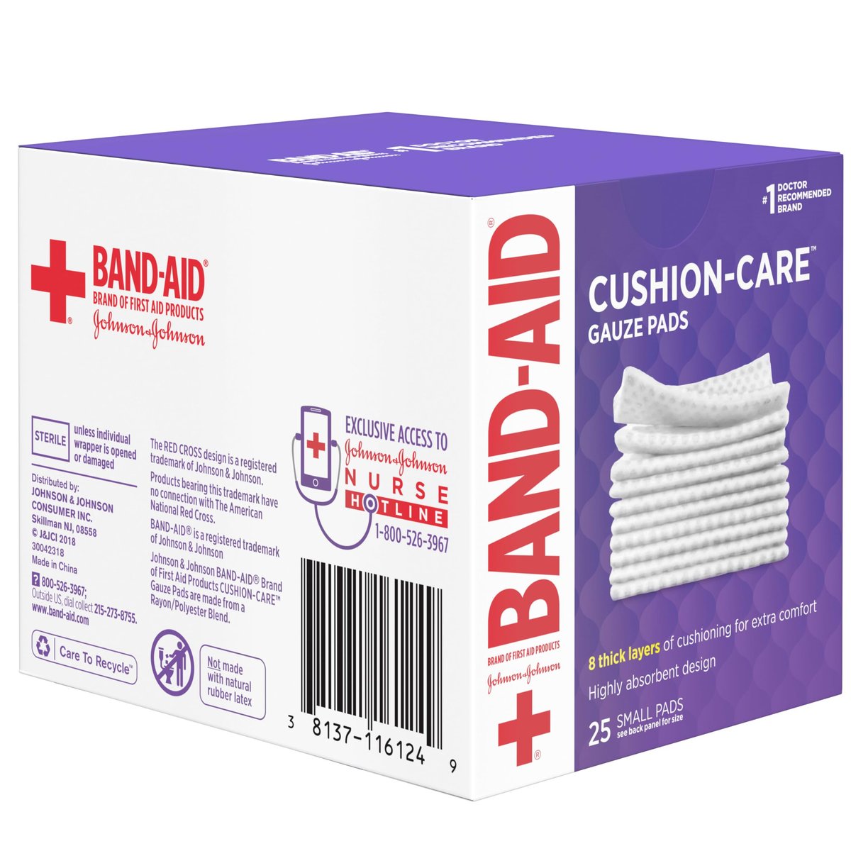 Band-Aid Saugfähige Polster-Wundauflagen, sterile quadratische Mullkompressen für Erste Hilfe bei kleinen Schnitten, Schürfwunden und Verbrennungen, nicht haftend, 5x5 cm, 3er-Pack