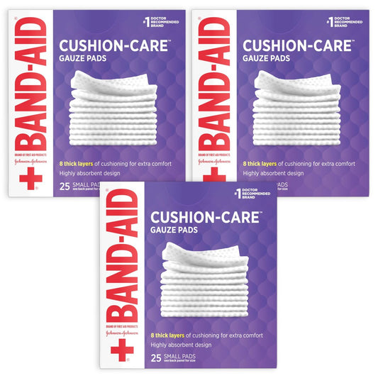 Band-Aid Saugfähige Polster-Wundauflagen, sterile quadratische Mullkompressen für Erste Hilfe bei kleinen Schnitten, Schürfwunden und Verbrennungen, nicht haftend, 5x5 cm, 3er-Pack