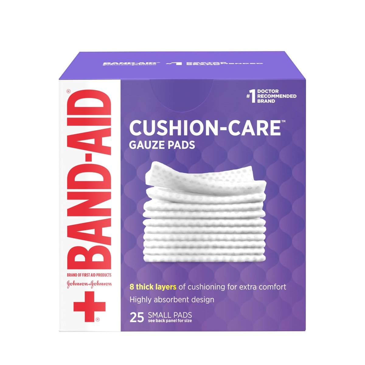 Band-Aid Saugfähige Polster-Wundauflagen, sterile quadratische Mullkompressen für Erste Hilfe bei kleinen Schnitten, Schürfwunden und Verbrennungen, nicht haftend, 5x5 cm, 3er-Pack