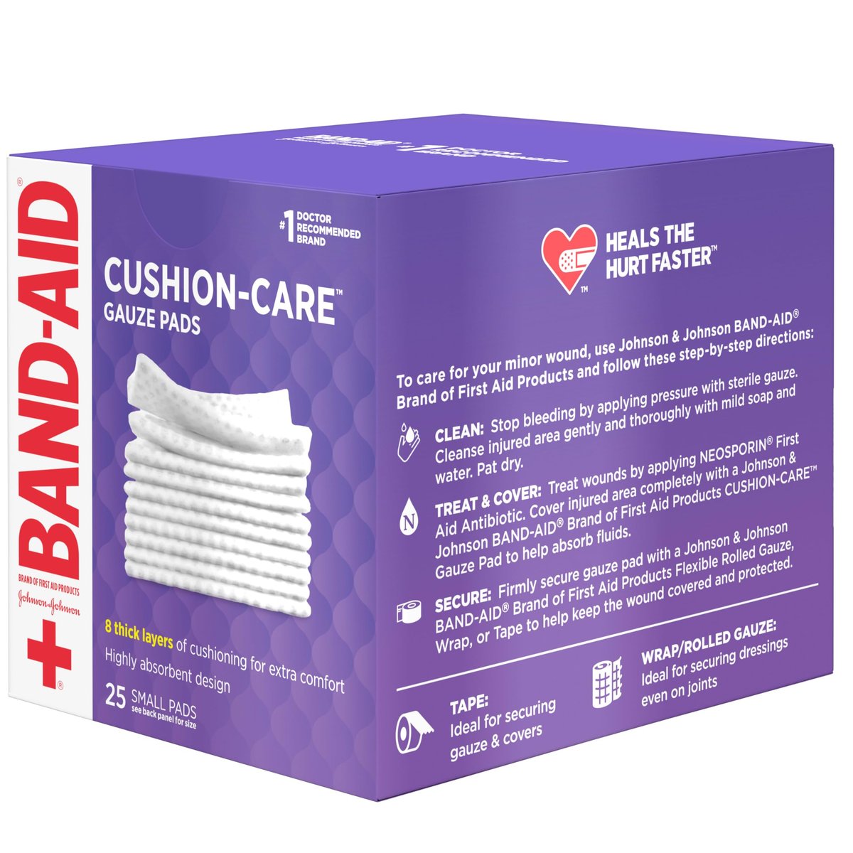 Band-Aid Saugfähige Polster-Wundauflagen, sterile quadratische Mullkompressen für Erste Hilfe bei kleinen Schnitten, Schürfwunden und Verbrennungen, nicht haftend, 5x5 cm, 3er-Pack