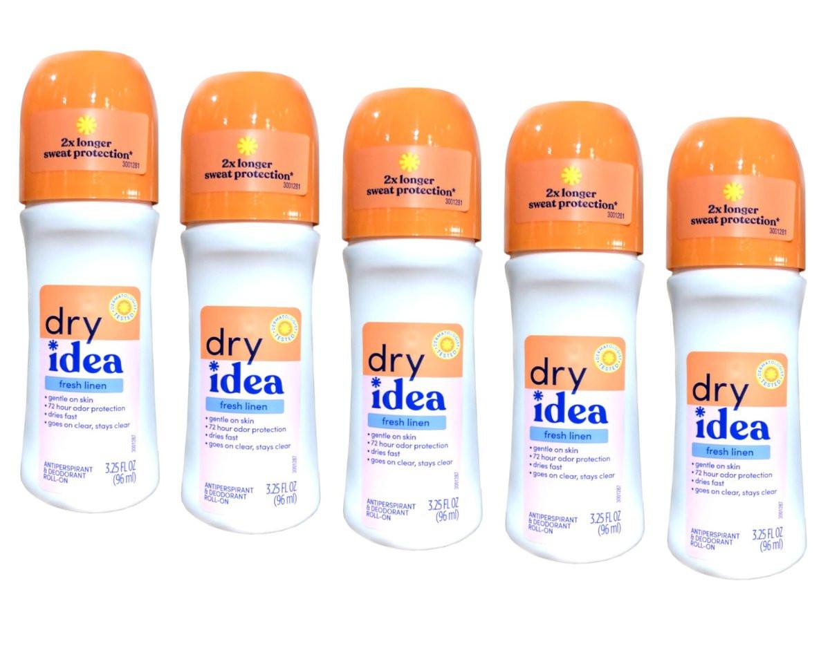 Dry Idea Fresh Linen Roll-On Antiperspirant Deodorant – 5er-Pack (je 92 ml)