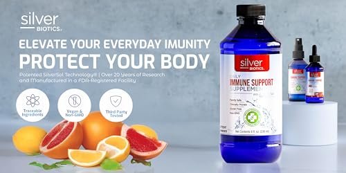 Silver Biotics Patentiert mit Multivalenter SilverSol Technologie | Ag₄O₄ 10 PPM Immununterstützung | Bio-Hacking für natürliche Immunabwehr | 237 ml