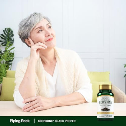 Piping Rock Bioperin Kapseln 10 mg | 120 Kapseln | Schwarzer Pfeffer Extrakt | 95% Piperin | Glutenfrei, Nicht-GMO