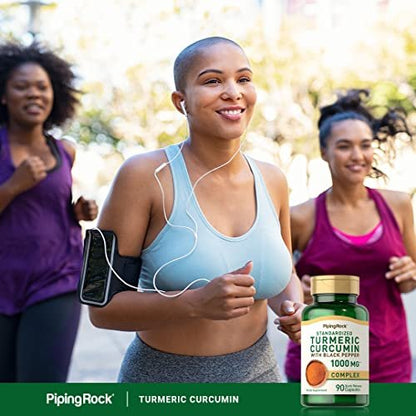 Piping Rock Kurkuma Curcumin mit schwarzem Pfeffer | 90 Kapseln | Kräuterkomplex mit Bioperin-Extrakt | Non-GMO, Glutenfrei