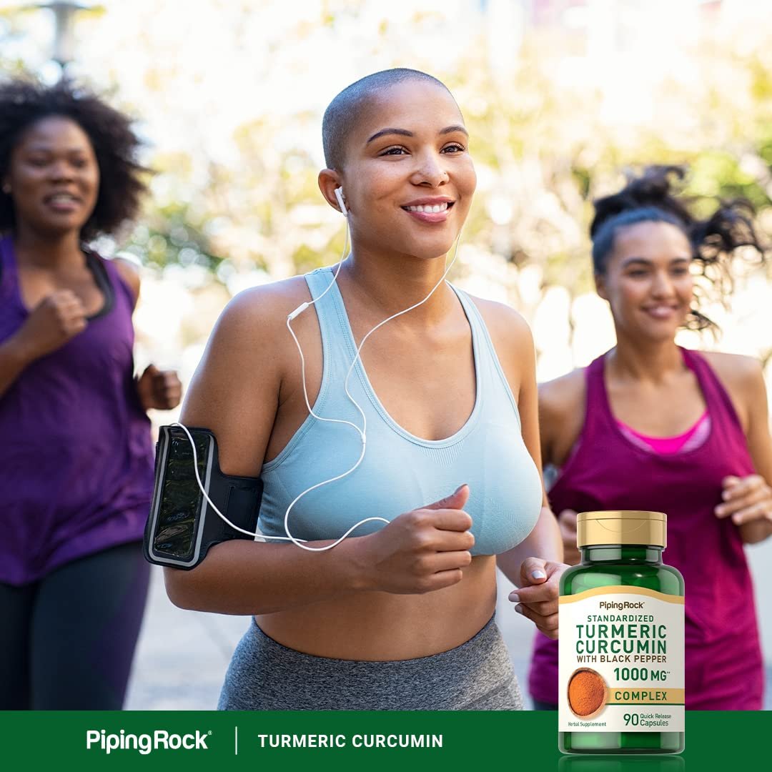 Piping Rock Kurkuma Curcumin mit schwarzem Pfeffer | 90 Kapseln | Kräuterkomplex mit Bioperin-Extrakt | Non-GMO, Glutenfrei