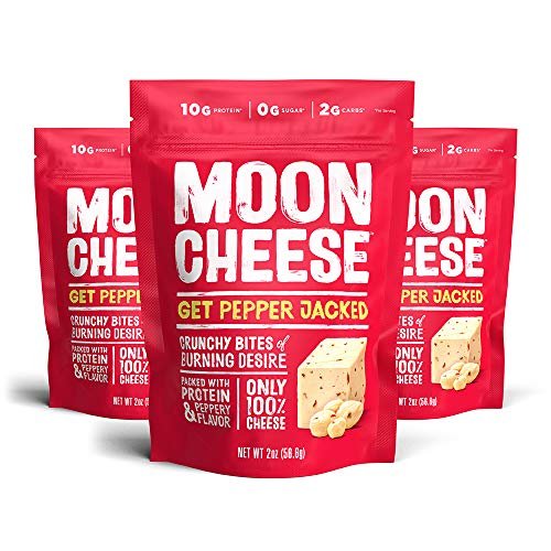 Moon Cheese Bites, Get Pepper Jacked, 2-Unzen 3er-Pack, 100% echter Käsesnack, Protein, Keto, Snack für nach der Schule oder zum Mittagessen