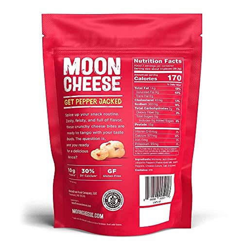 Moon Cheese Bites, Get Pepper Jacked, 2-Unzen 3er-Pack, 100% echter Käsesnack, Protein, Keto, Snack für nach der Schule oder zum Mittagessen
