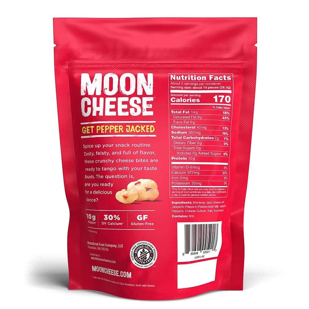 Moon Cheese Bites, Get Pepper Jacked, 2-Unzen 3er-Pack, 100% echter Käsesnack, Protein, Keto, Snack für nach der Schule oder zum Mittagessen