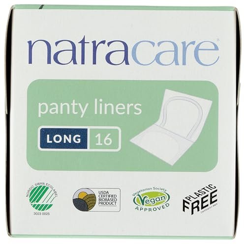 Natracare Bio-Baumwoll Slipeinlagen, Lang, aus zertifizierter Bio-Baumwolle, ökologisch zertifiziertem Zellstoff und Pflanzenstärke (1 Packung, 16 Einlagen)
