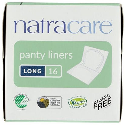 Natracare Bio-Baumwoll Slipeinlagen, Lang, aus zertifizierter Bio-Baumwolle, ökologisch zertifiziertem Zellstoff und Pflanzenstärke (1 Packung, 16 Einlagen)