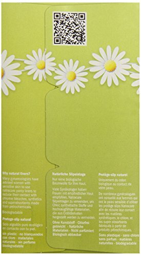 Natracare Bio-Baumwoll Slipeinlagen, Lang, aus zertifizierter Bio-Baumwolle, ökologisch zertifiziertem Zellstoff und Pflanzenstärke (1 Packung, 16 Einlagen)