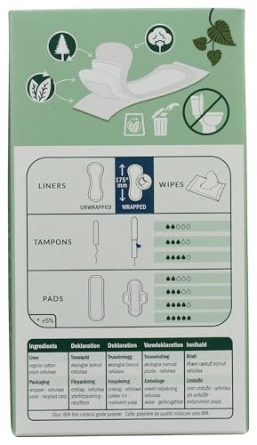 Natracare Bio-Baumwoll Slipeinlagen, Lang, aus zertifizierter Bio-Baumwolle, ökologisch zertifiziertem Zellstoff und Pflanzenstärke (1 Packung, 16 Einlagen)