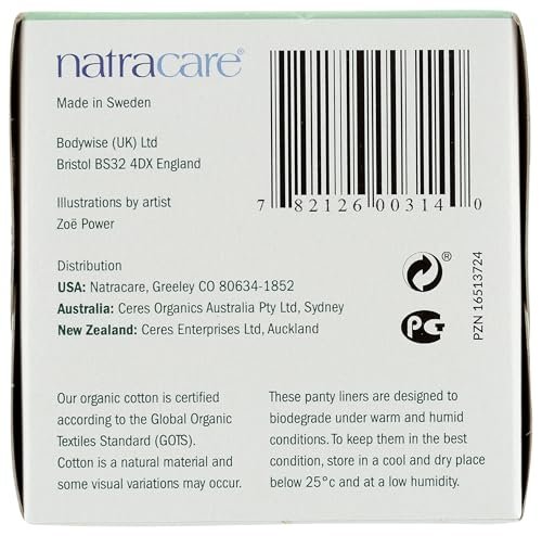 Natracare Bio-Baumwoll Slipeinlagen, Lang, aus zertifizierter Bio-Baumwolle, ökologisch zertifiziertem Zellstoff und Pflanzenstärke (1 Packung, 16 Einlagen)