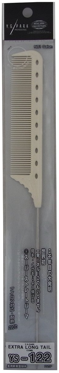 YS Park Kamm 122 Extra Long Tail - Weiß - Ultem Haarkamm für Profis