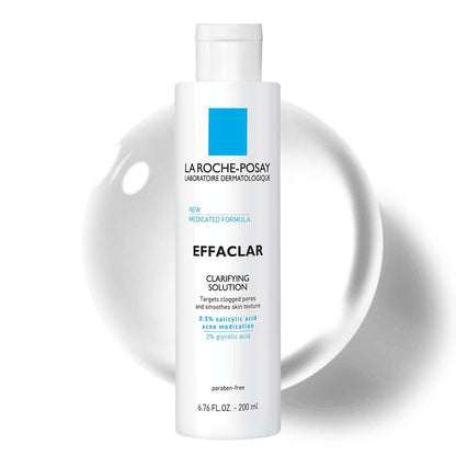 La Roche-Posay Effaclar Klärendes Gesichtswasser mit Salicylsäure und Glykolsäure – Porenverfeinerndes Tonikum für ölige Haut, sanftes Peeling zur Befreiung verstopfter Poren und Entfernung abgestorbener Hautzellen