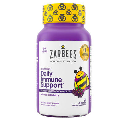 Zarbee's Holunderbeeren-Gummibärchen für Kinder mit Vitamin C, Zink und Holunder – Tägliche Immununterstützung für Kinder ab 2 Jahren – Natürlicher Beerengeschmack – 21 Stück