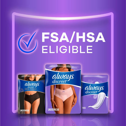 Always Discreet Damenwindeln für Frauen, Inkontinenzunterwäsche, Wochenbett-Essentials, Einwegslips, Maxi-Saugfähigkeit, Blasenschutz, Large, 17 Stück