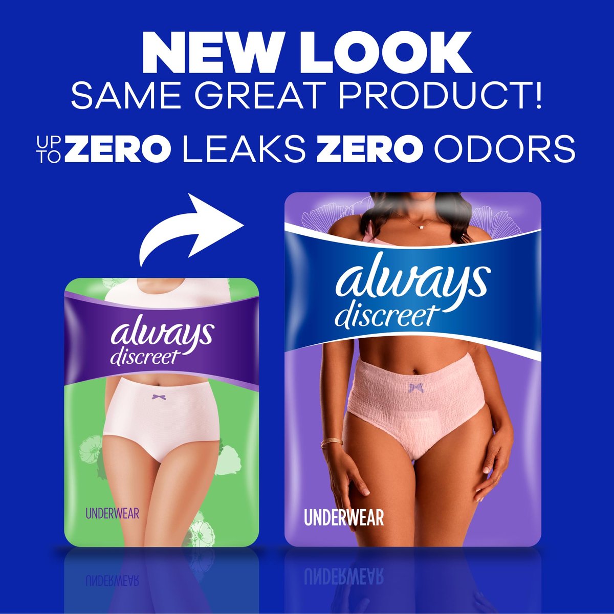 Always Discreet Damenwindeln für Frauen, Inkontinenzunterwäsche, Wochenbett-Essentials, Einwegslips, Maxi-Saugfähigkeit, Blasenschutz, Large, 17 Stück