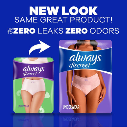 Always Discreet Damenwindeln für Frauen, Inkontinenzunterwäsche, Wochenbett-Essentials, Einwegslips, Maxi-Saugfähigkeit, Blasenschutz, Large, 17 Stück