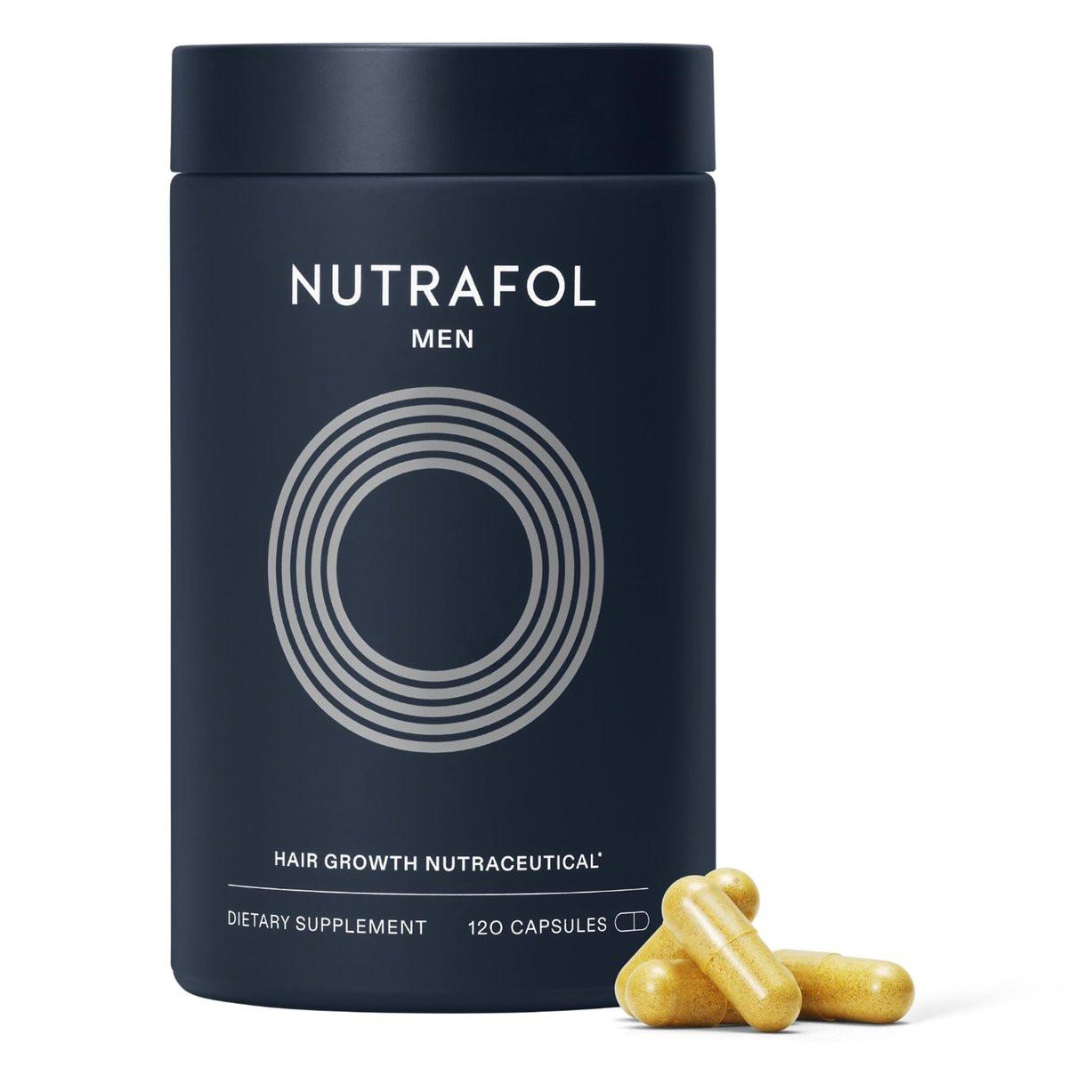 Nutrafol Männer Haarnahrung, klinisch getestet für sichtbar dichteres Haar und Kopfhautabdeckung, dermatologisch empfohlen – 1-Monatsvorrat