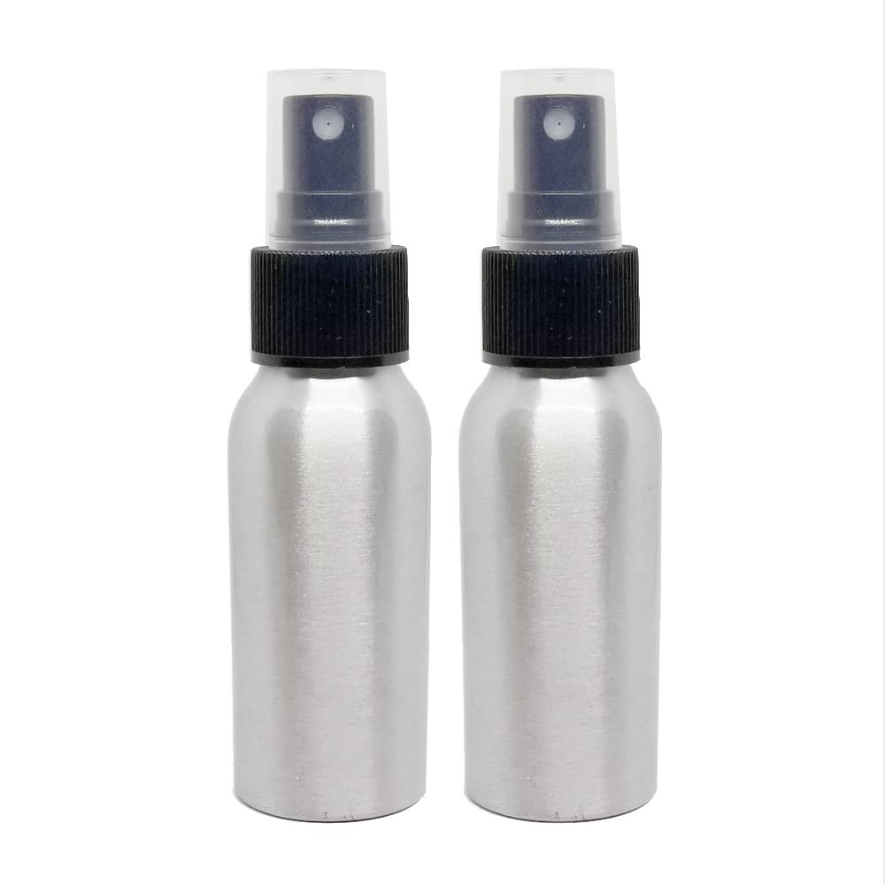 GreenHealth 2 oz Aluminium nachfüllbare Reisesprühflasche mit schwarzem Sprühkopf (2er-Pack)